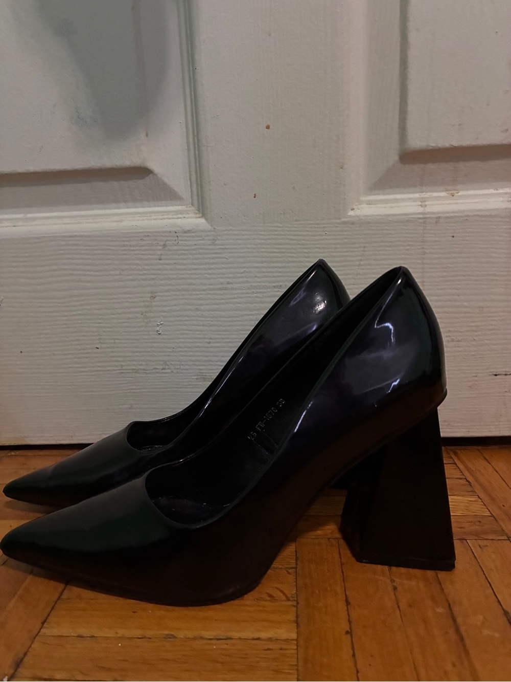 Classic Black Pointed Block-Heel Pumps